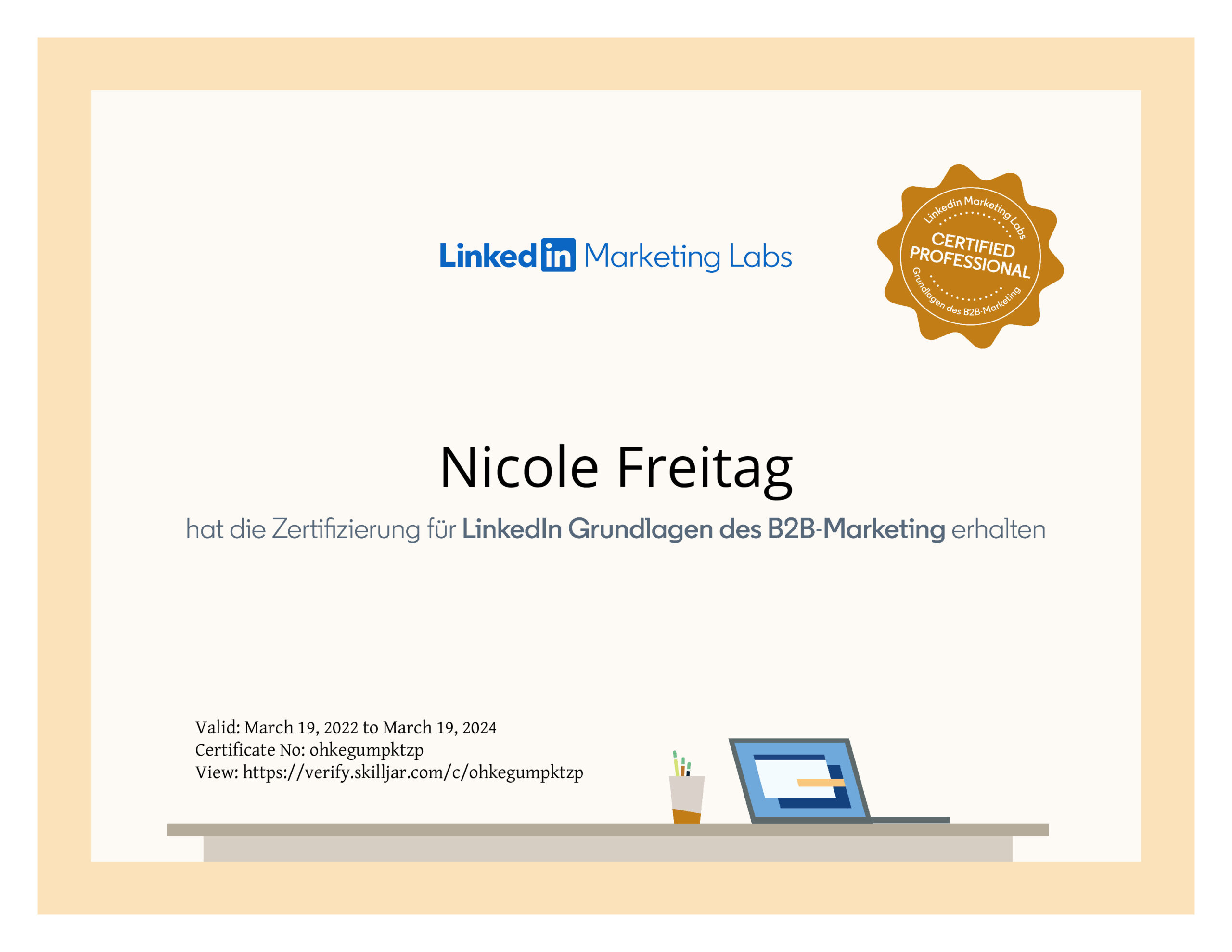 Zertifikat LinkedIn B2B Marketing