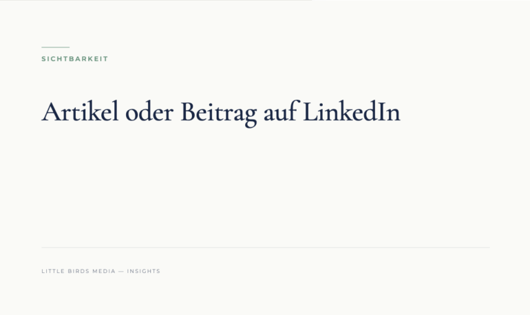 Editorial-Cover: Artikel oder Beitrag auf LinkedIn