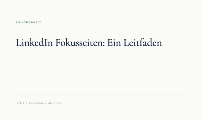 Editorial-Cover: LinkedIn Fokusseiten: Ein Leitfaden